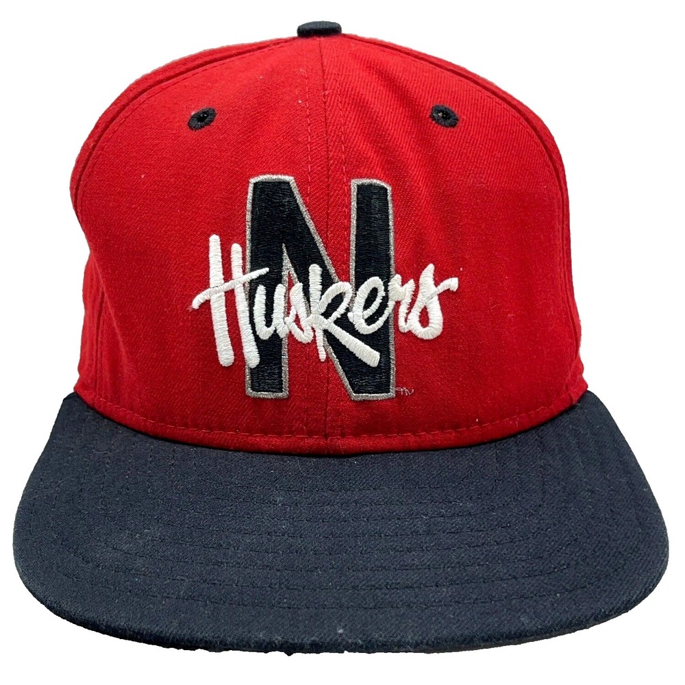 Vintage Nebraska Cornhuskers Hat Cap Snapback Red Black USA 80s 90s Low Profile